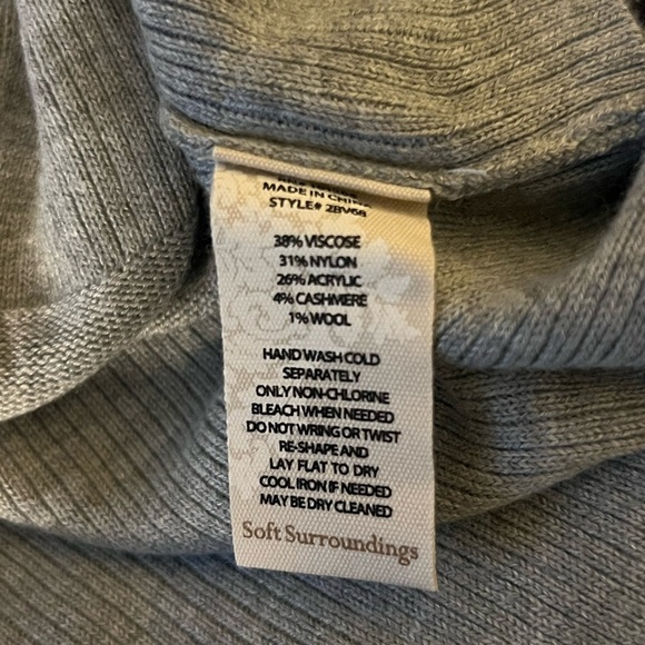 Soft Surroundings Heather Grey Ribbed Cowl Neck Sweater Tunic Wool Cashmere Cozy - Picture 9 of 9